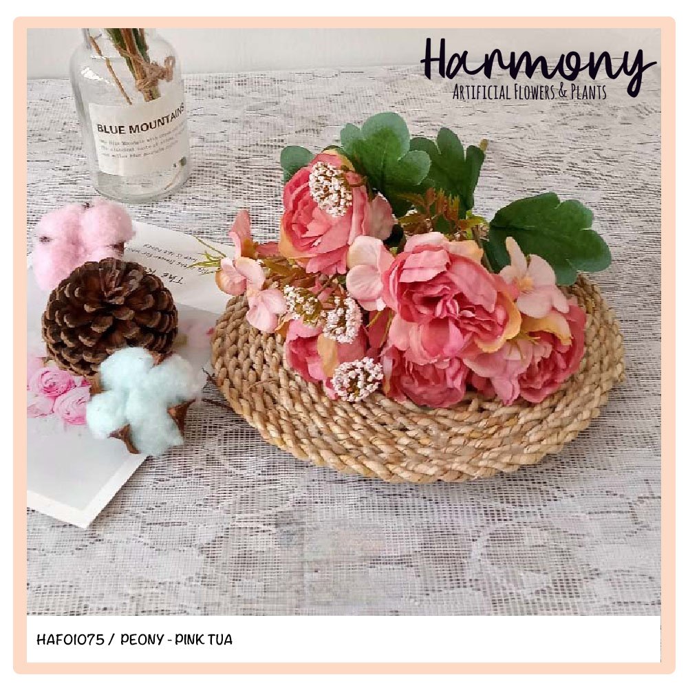 bunga artificial mawar peony buket dekorasi bouquet bucket plastik hiasan dekorasi - Gambar 4