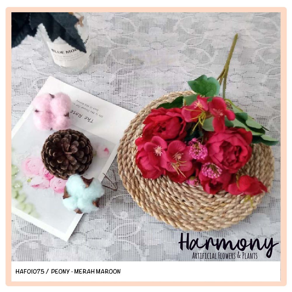 bunga artificial mawar peony buket dekorasi bouquet bucket plastik hiasan dekorasi - Gambar 7