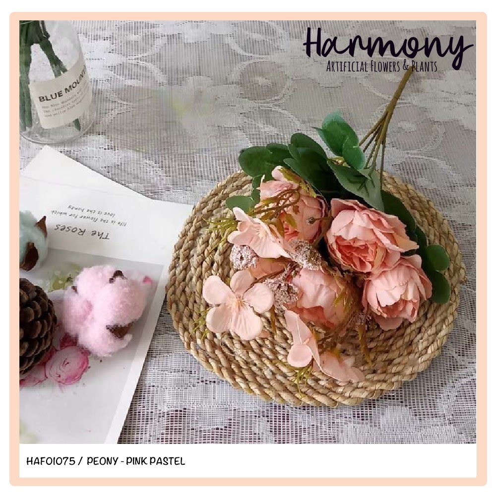 bunga artificial mawar peony buket dekorasi bouquet bucket plastik hiasan dekorasi - Gambar 8