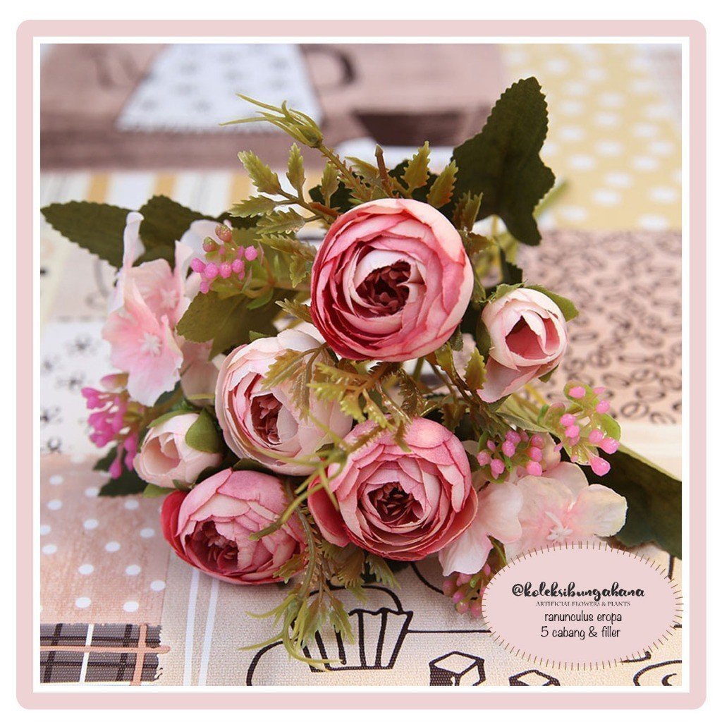 bunga artificial dekorasi buket peony autumn spring eropa hiasan cantik flower bouquet - Gambar 4