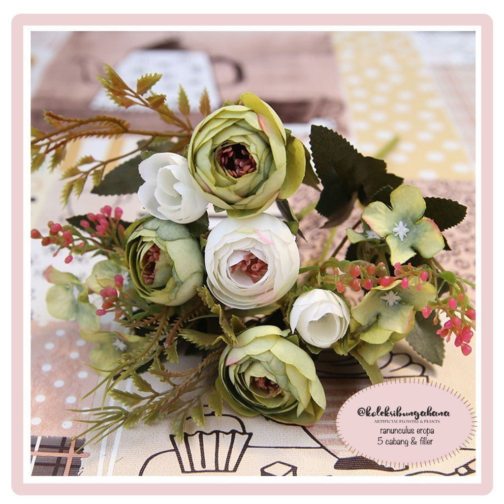 bunga artificial dekorasi buket peony autumn spring eropa hiasan cantik flower bouquet - Gambar 6