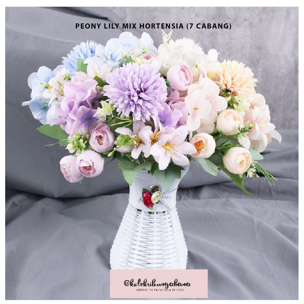 Bunga artificial palsu dandelion lily plastik bouquet