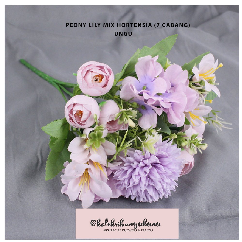 Bunga artificial palsu dandelion lily plastik bouquet - Gambar 2