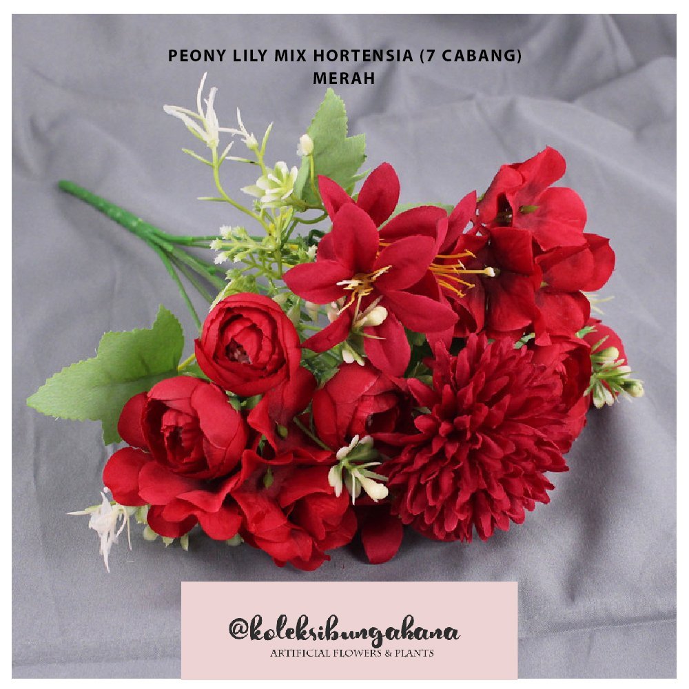 Bunga artificial palsu dandelion lily plastik bouquet - Gambar 3