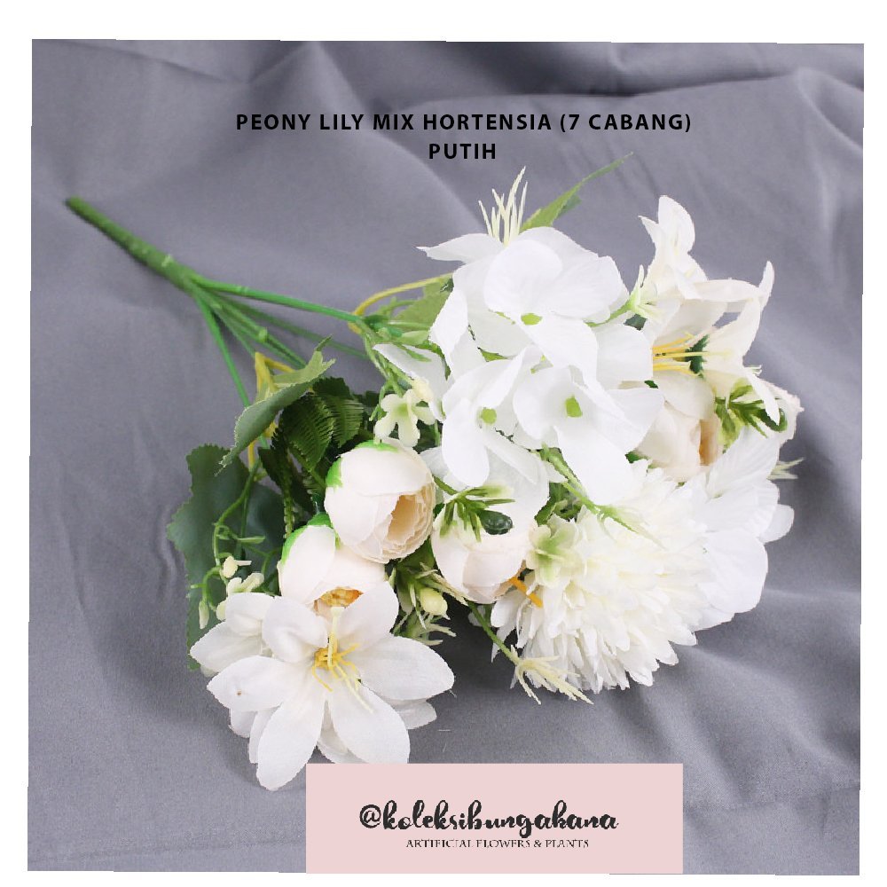 Bunga artificial palsu dandelion lily plastik bouquet - Gambar 4