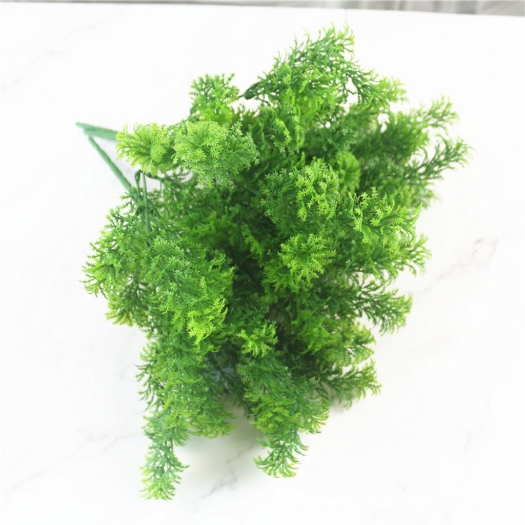 daun plastik dekorasi rumput mimosa artificial bunga hiasan - Gambar 2