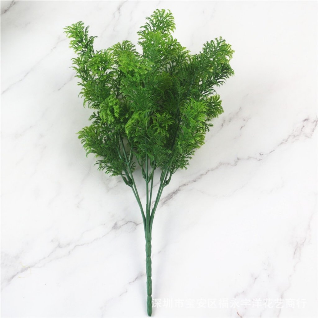 daun plastik dekorasi rumput mimosa artificial bunga hiasan - Gambar 4