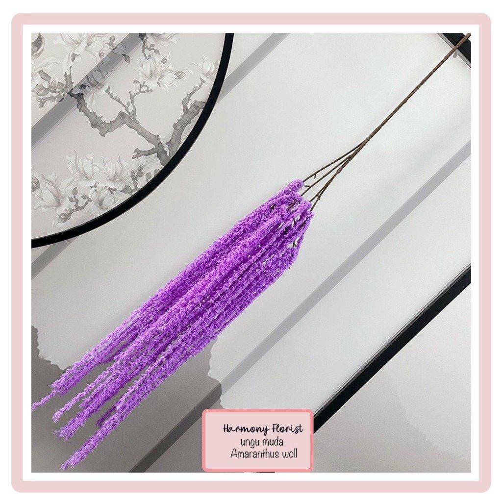 bunga amaranthus woll gantung artificial tangkai juntai palsu hiasan wedding dekorasi - Gambar 7