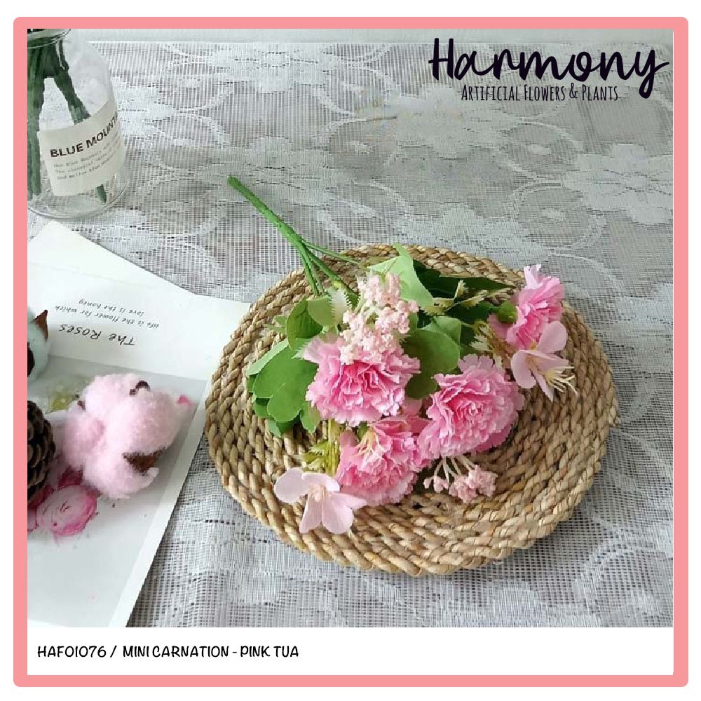 bunga artificial mini carnation plastik buket bouquet hiasan dekorasi - Gambar 5