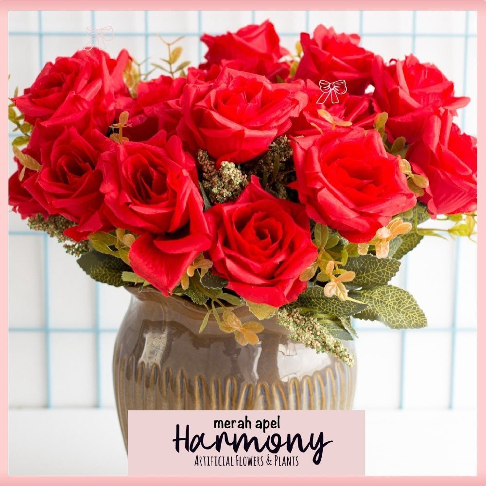 bunga artificial plastik mawar spanyol buket artificial dekorasi hiasan cantik