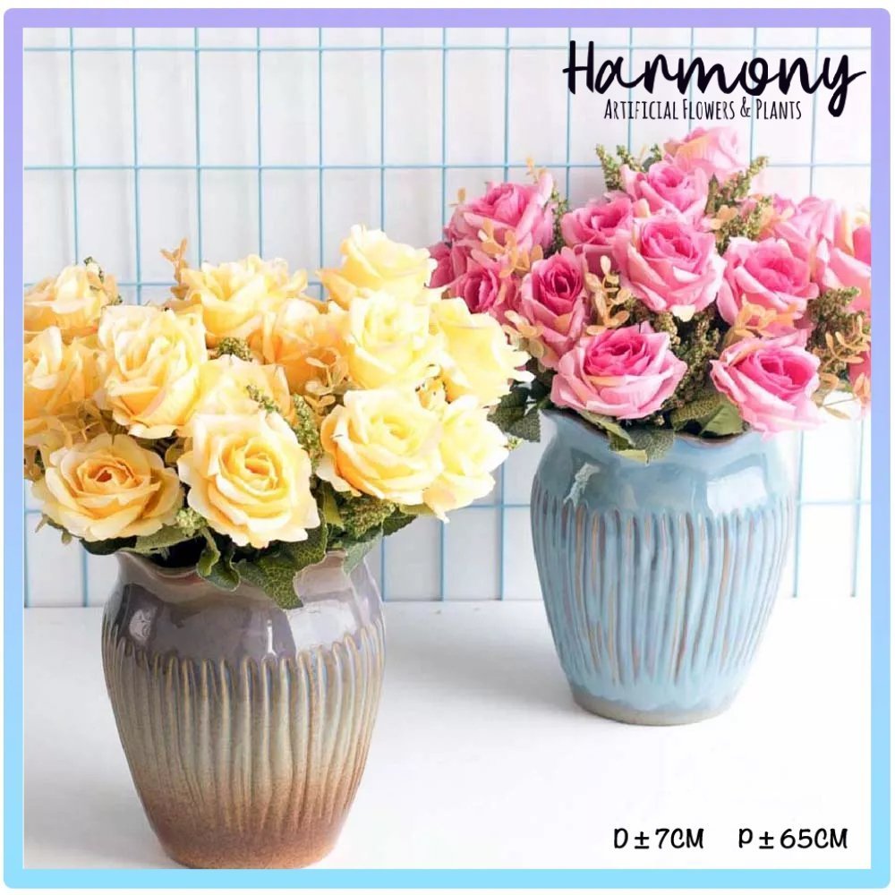 bunga artificial plastik mawar spanyol buket artificial dekorasi hiasan cantik - Gambar 4