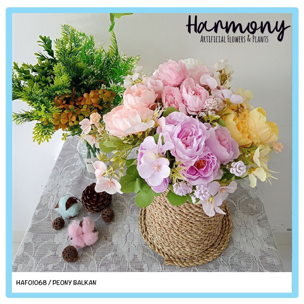 Bunga Artificial Pendek - Peony - Balkan - Gambar 2