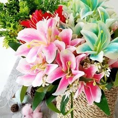 bunga lily artificial plastik artificial buket hantaran - Gambar 3