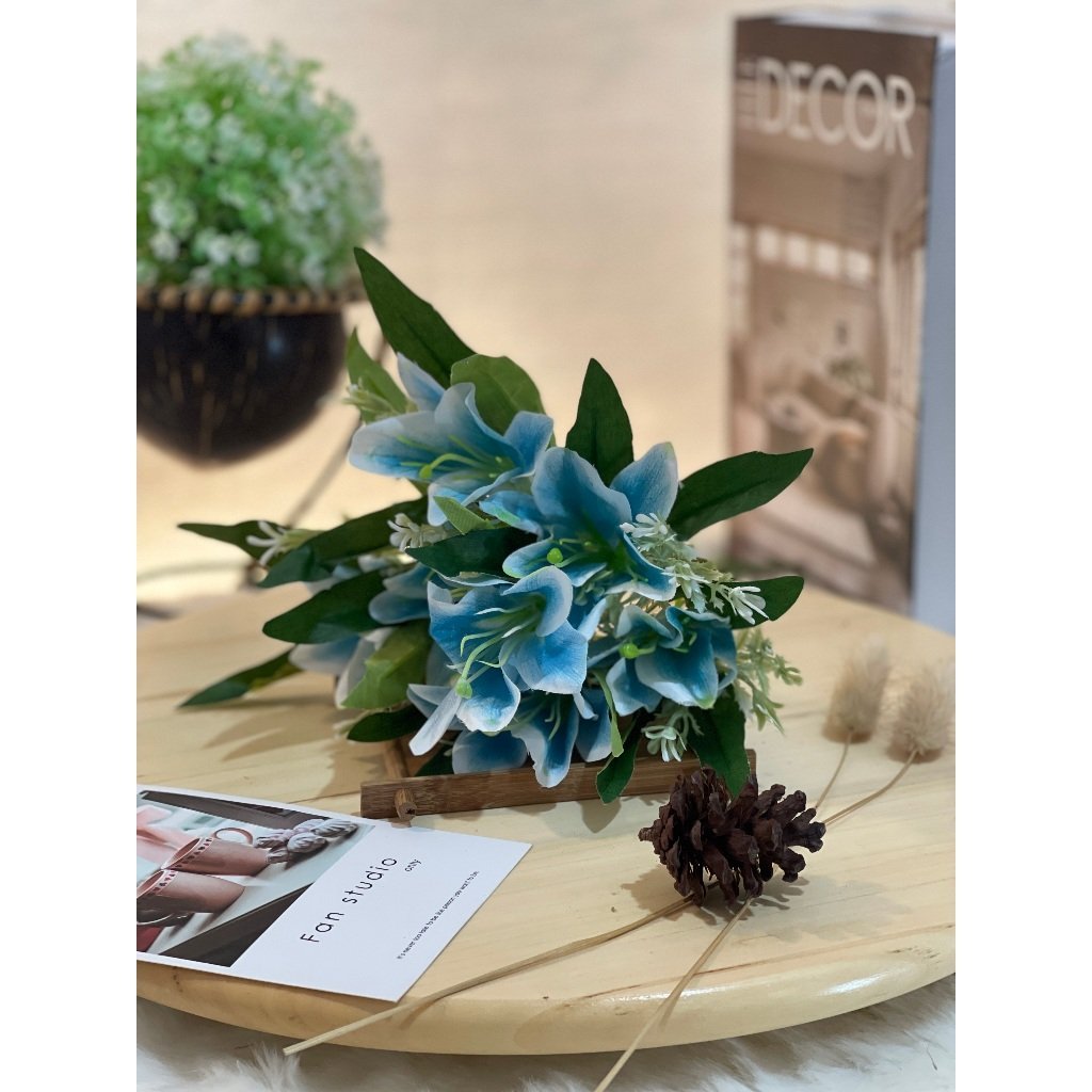 bunga lily artificial plastik artificial buket hantaran - Gambar 5